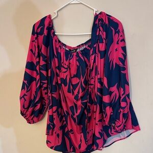 Vibrant Pink and Blue Women's Blouse